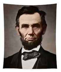 Abraham Lincoln colorized portrait Tapestry by Delphimages Photo Creations 