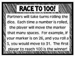 Race To 100 Game And Printable Hundreds Chart