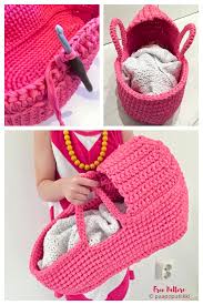 Crochet Cradle Basket Baby Carrier Free Crochet Pattern Video