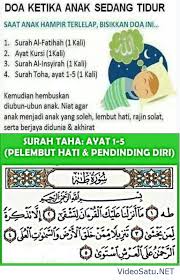 Ya muqallibal uluub issabbit qalbii 'alaa diinika wa'alaa thoo'atik. artinya: Doa Lembut Hati Anak