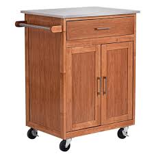 costway natural wood kitchen trolley