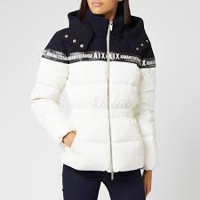 What do you feel like wearing today? Armani Exchange Women S Logo Bi Colour Down Jacket White Black Thehut Com