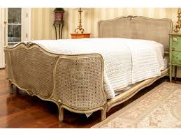 Vintage headboard us queen uk king french cane wicker this has been painted and can be easily painted to the color you wish the bed is in good and is sound and solid with very very. Vintage French Cane Queen Bedstead With Mattress Boxspring Bedding 102241 Black Rock Galleries