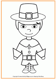 Print this pilgrim boys and girls coloring page out or color in online with our new coloring machine. Thanksgiving Colouring Pages