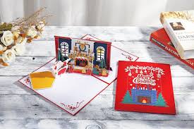 10pcs Aitpop Fireplace With Santa Pop Up Card Red Cover Pop Up Cards Pop Up Cards