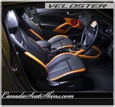 Hyundai Veloster Black And Orange Custom Leather Package Canadaseatskins Com Leatherseats Hyundai Veloster Hyundai Veloster Hyundai Cars Hyundai