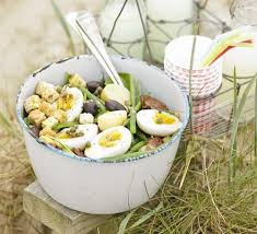 Big Egg Bacon Bean Salad Recipe Bbc Good Food Recipes Bacon Egg Salad Bean Salad