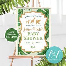 Safari Baby Shower Welcome Poster 24 X 36 Modern Jungle Baby Shower Poster Safari Baby Shower Jungle Baby Shower Safari Baby Shower Boy