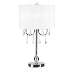 Unbranded 23 In Chrome Table Lamp With White Chandelier Style Shade 19519 003 The Home Depot In 2020 Chandelier Table Lamp Glam Table Lamps White Table Lamp