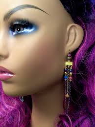 Stunning Loop Drop Earrings With Multi-color Chains, Sparkle Beads, Two  Anointed Lava Beads, and an Olive Wood Bead From Bethlehem. 4”