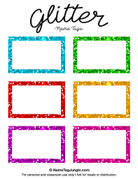 Free Printable Glitter Name Tags The Template Can Also Be Used For Creating Items Like Labels And Place Cards Name Tag Templates Tag Templates Valentine Name