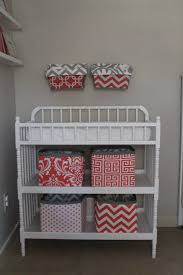Magnolia Mommy Made Nursery Reveal Diy Vintage Nursery Fabric Storage Bins Changing Table