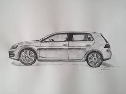 Vw Golf 7 Cizimi Timelapse Video Volkswagen Golf Golf Drawing Drawings