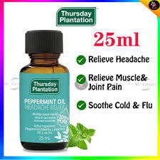 How to use peppermint oil. Peppermint Essential Oil 25ml Thursday Plantationè–„è·ç²¾æ²¹ Relieve Headache Cold Flu Shopee Malaysia