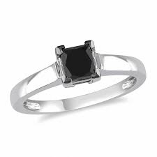 Wear alone or add it to your bridal set. 1 00 Ct Princess Cut Enhanced Black Diamond Solitaire Ring In 10k White Gold Peoples Jewellers