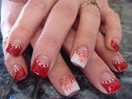 Christmas Nails Candy Cane Nails Red Acrylic Nails