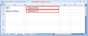 Rumus Untuk Menampilkan Data Yang Diinput Dari Sheet Lain Modul Komputer