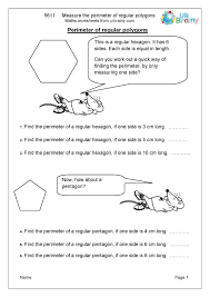 Derivation of the area of a regular polygon when s and n are given, but the apothem is not known. Measure The Perimeter Of Regular Polygons Measuring In Year 5 Age 9 10 By Urbrainy Com