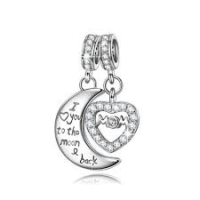Ninaqueen Mom I Love You To The Moon And Back 925 Sterling Silver Double Dangle Charms For Bra Valentine Gifts For Mom Sterling Silver Charm Best Gifts For Mom
