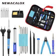 Newacalox Eu 220v 60w Thermoregulator Soldering Iron Kit Screwdriver Desoldering Pump Tin Wire Pliers Welding Tool Soldering Iron Welding Tools Soldering Tools