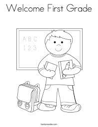 A coloring page for 1st graders about people from around the world. Welcome First Grade Coloring Page Twisty Noodle