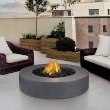 Real Flame Mezzo 42 In Round Propane Gas Fire Pit In Flint Gray 9660lp Fg The Home Depot Round Propane Fire Pit Backyard Fire Fire Pit Table