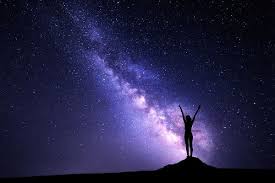 Milky Way With Silhouette Of A Girl Featuring Landscape Milky Way And Star Beautiful Night Sky Milky Way Night Sky Wallpaper