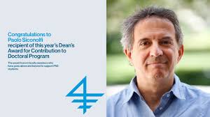 Congratulations to Professor Paolo Siconolfi, recipient of this year's  Dean's Award for Contribution to Doctoral Program. The award honors faculty  members who have gone above and beyond to support PhD students. With