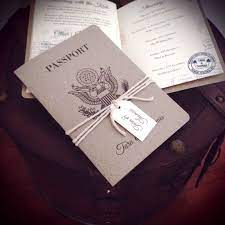 Passport Wedding Invitations On Kraft Paper Passport Wedding Invitations Passport Invitations Passport Wedding