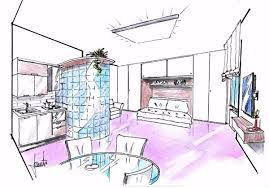 Progetto D Arredo Per Monolocale Disegno Prospettico Monolocale Arredamento Progettazione