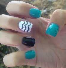 Acrylic Black And Teal Nails Teal Black Chevron Nails Design Also San Jose Shark Colors My Own Nails Gel Nail Designs Acrylic Nail Designs Trendy Nail Design