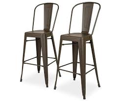 Glitzhome Rustic Steel Slat Back Indoor Outdoor Bar Chairs 2 Pack Big Lots Outdoor Bar Stools Rustic Outdoor Bar Stools Outdoor Dining Chairs