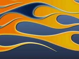 Flames Blue And Orange Striped Art Custom Motorcycle Paint Jobs Airbrush Art