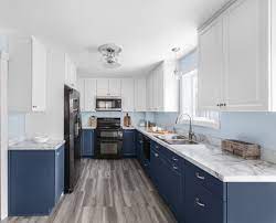 When you're working with gray kitchen color schemes, you'll have to decide if you want a warm or. White Cabinets And Blue Countertops Ideas Photos Houzz