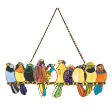 Birds On A Wire Stained Glass Hanging Panel Birds On A Wire Stained Glass Hanging Panel With Images Stained Glass Birds Stained Glass Glass Birds