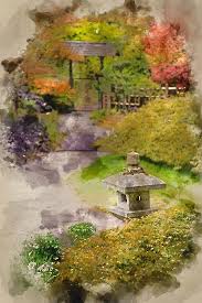 Japanese watercolor nail art base color in opi my boyfriend scales walls and the rest is a collage of water slide nail decals found on ebay. Digital Watercolor Painting Of Japanese Zen Garden Landscape Photograph By Matthew Gibson