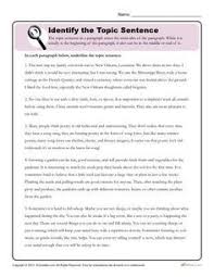 Identify The Topic Sentence Writing Worksheet Topic Sentences Writing Worksheets Topic Sentences Activities