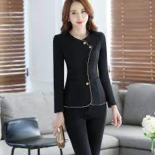 Simple Black Woman Suit Fashion Ladies Blouse Designs Suits For Women
