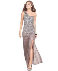 Xscape Dress Sleeveless One Shoulder Sequined Gown Womens Dresses Macy S Xscape Dresses Macys Womens Dresses Patra Dresses