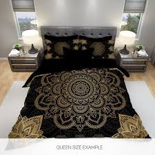 Black And Gold Bedding Sets Uk Boho Bedding Boho Bed Set Boho Bedding Set Boho Duvet Etsy Bed Linens Luxury Gold Bed Gold Bedroom
