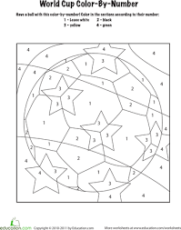 World Cup Color By Number Worksheet Education Com Coloring Pages Color By Numbers Letter A Crafts