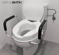 Ortonbath Handicapped Medical 2 Inch Portable Raised Toilet Seat with  Armrest and Handrail for Elderly People