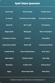 Spell Name Generator 1000s Of Random Spell Names