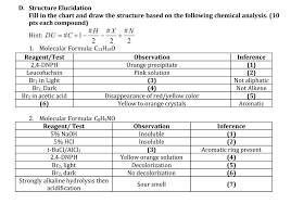 Solved D Structure Elucidation Fill In The Chart And Dra