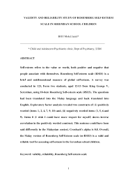When we were growing up, our. Pdf Validity And Reliability Study Of Rosenberg Self Esteem Scale In Seremban School Children Arif Fiqri Academia Edu