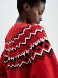 DeFacto Women Red & Black Printed Pullover
