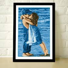 70 (stitches only, no surrounding buffer) stitches h: Needlework Cross Stitch Set For Embroidery Kit Seaside Couple Kiss Baby Pattern Counted Cross Stitch Love Sewing Kit Set Lure Set Babystitch Mat Aliexpress