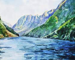 Water is one of those things that we take for granite in our day and age. Mountains And Lake Watercolor Painting By Irina Sztukowski