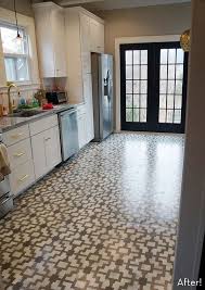 Diy Stenciled Kitchen Floor Kitchen Flooring Concrete Kitchen Floor Flooring
