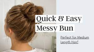 Wrap an elastic tie several times to raise the ponytail and set it away from your head. Quick Messy Bun Tutorial Medium Length Hair Youtube